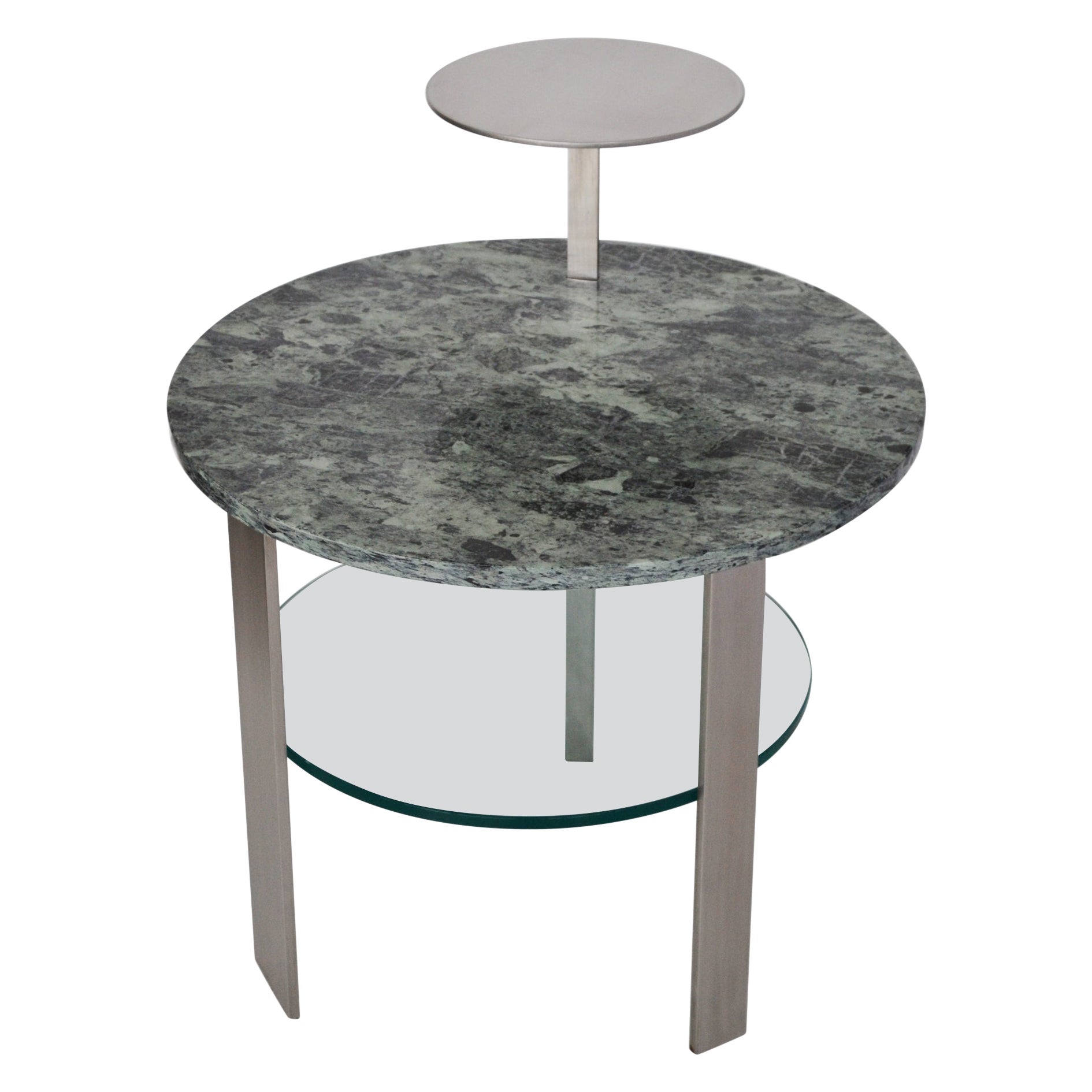 ANDROGINO Low Coffee Table Glass Top, Marble and Steel Base by