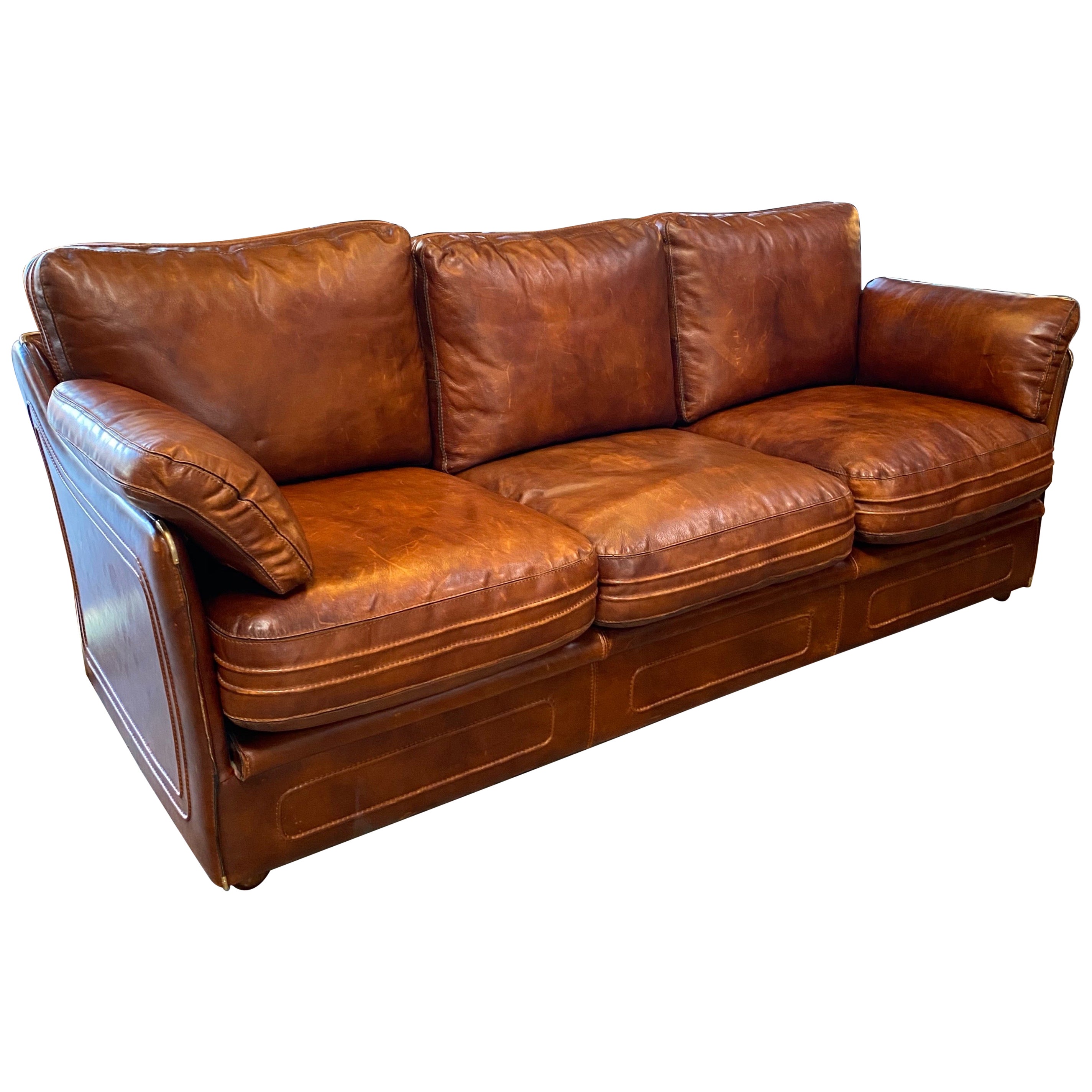 Mid-Century Modern Green Leather Sofa by Skippers Mobler at 1stDibs