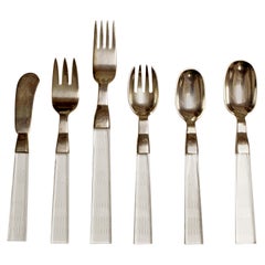 Mid-Century Modern Porter Blanchard Lucite & Silver Flatware, 1970s