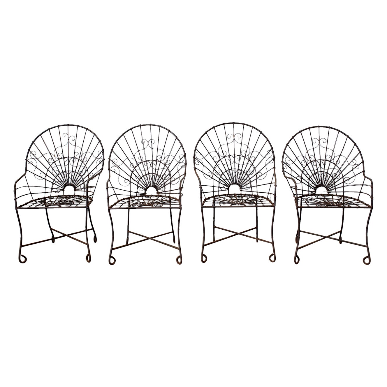 Set of Four of Iron Garden Chairs Francois Carre' For Sale at 1stDibs