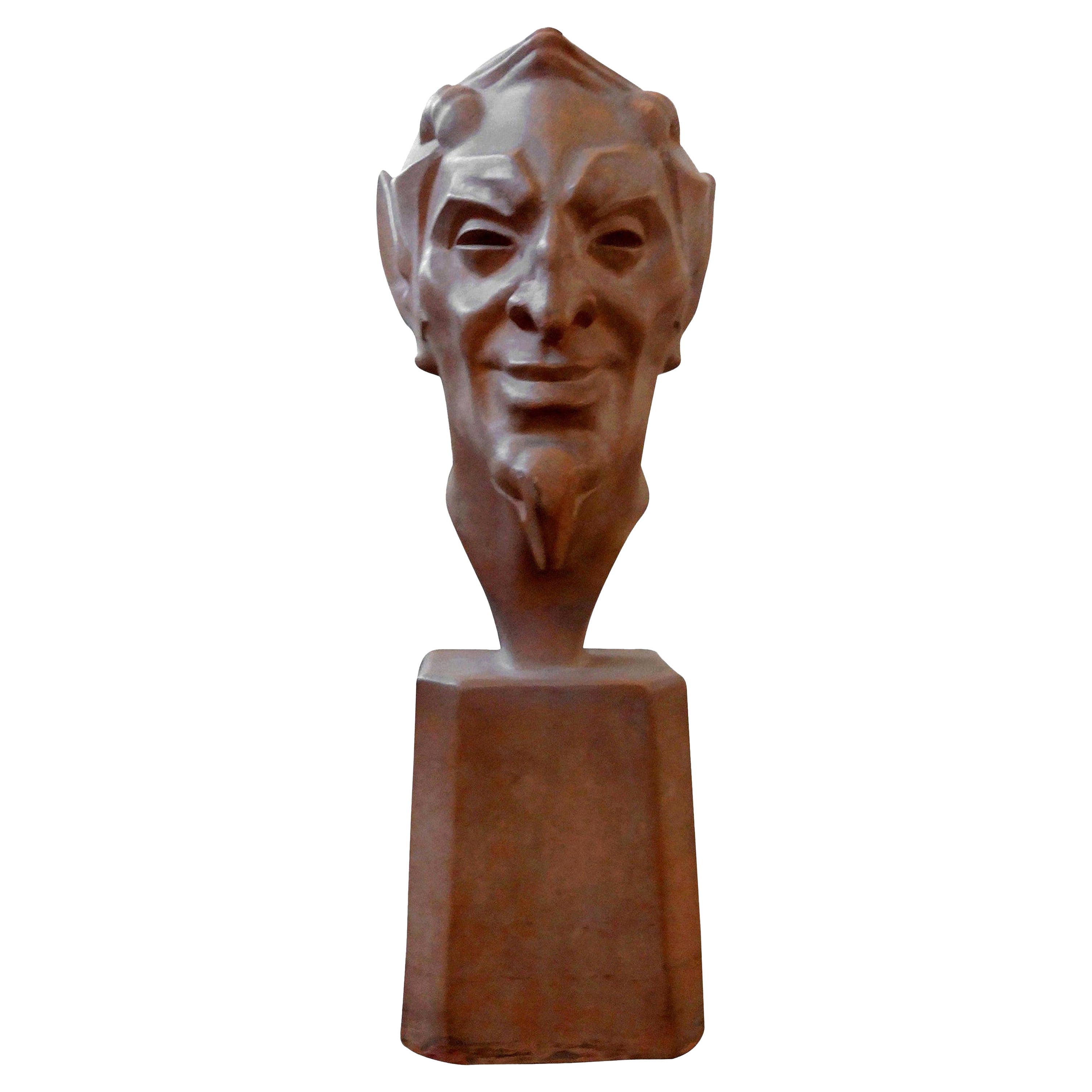 French Terracotta Bust of a Satyr by Max Le Verrier For Sale
