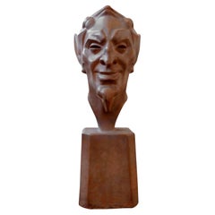 Busto francés de terracota de un sátiro de Max Le Verrier