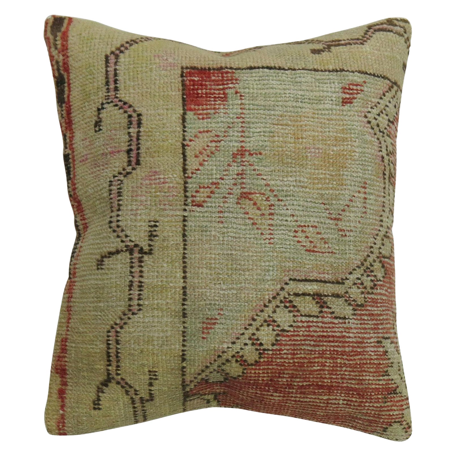 Zabihi Collection Red Oushak Medallion Rug Pillow