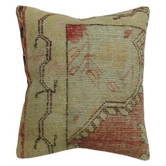 Zabihi Collection Red Oushak Medallion Rug Pillow