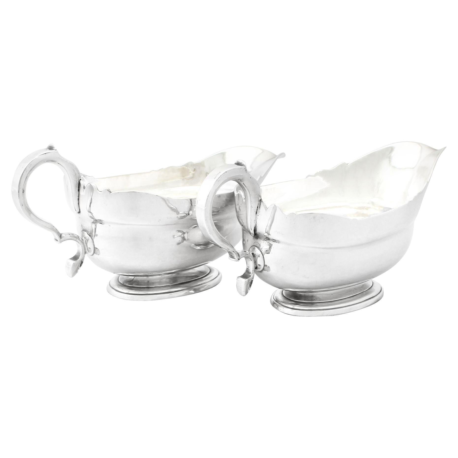 Antique Newcastle Sterling Silver Sauceboats / Gravy Boats