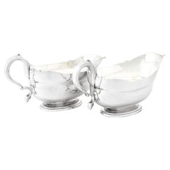 Antique Newcastle Sterling Silver Sauceboats / Gravy Boats