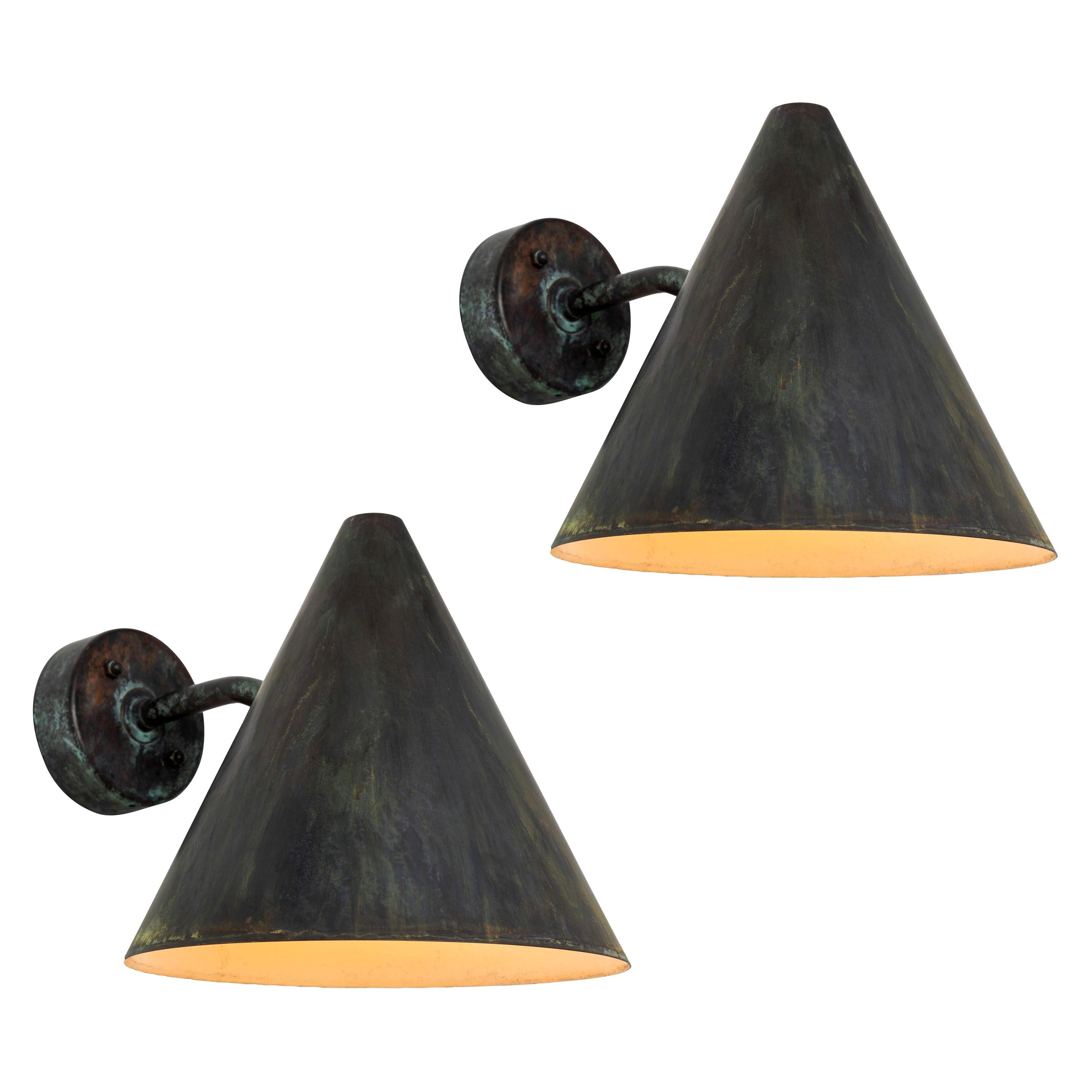 Pair of Hans-Agne Jakobsson 'Tratten' Darkly Patinated Outdoor Sconces