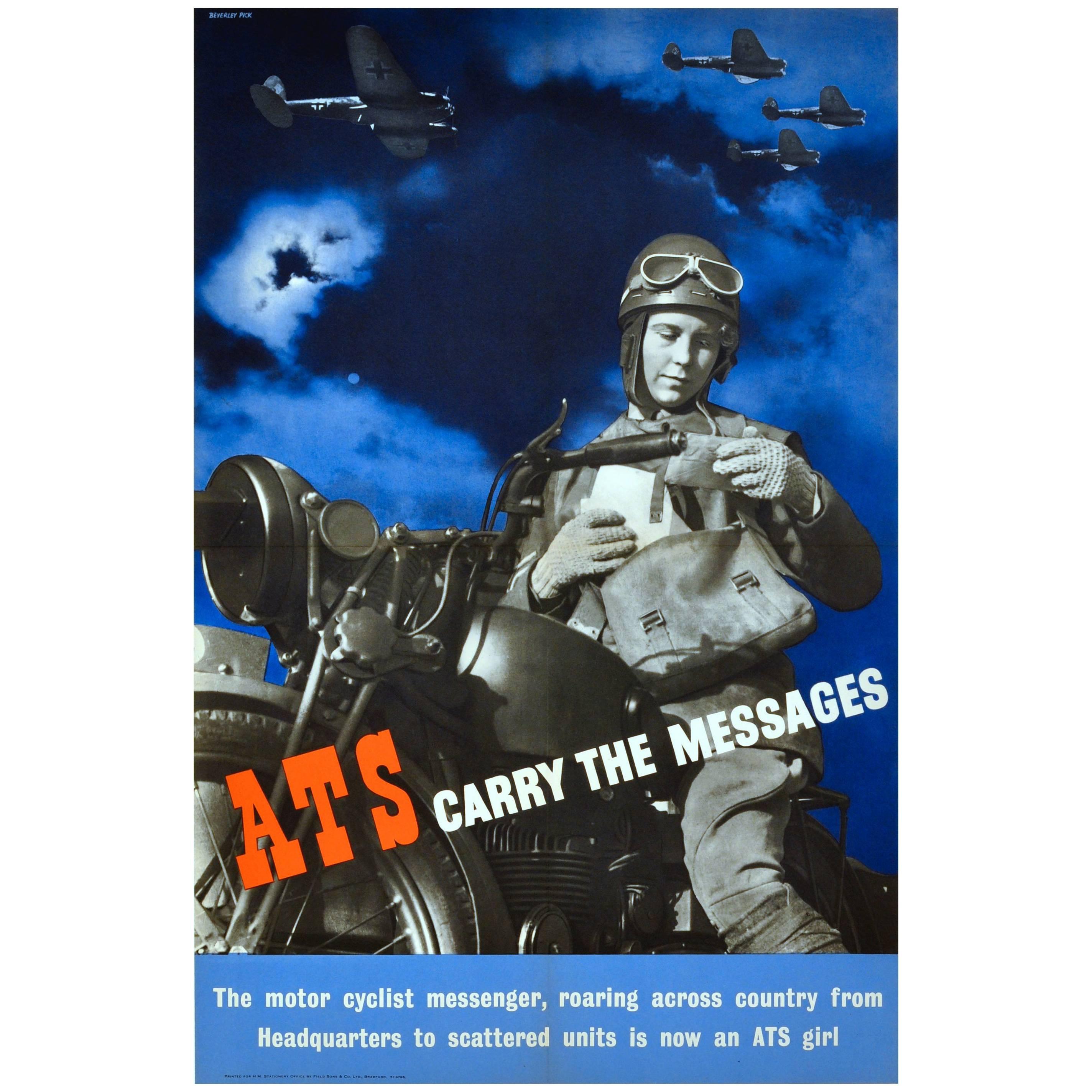 Original Vintage World War II ATS Recruitment Poster, “ATS Carry the Messages”