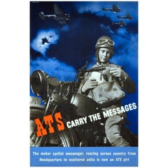 Original Used World War II ATS Recruitment Poster, “ATS Carry the Messages”