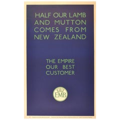 Original 1930s Empire Marketing Board Poster, New Zealand Lamb and Mutton