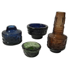 Juego de 4 Vasos de Vidrio Artístico de Göte Augustsson para Ruda, Suecia Años 60