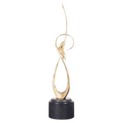 Scultura vintage a grandezza naturale in ottone "Gru intrecciate" di Boris Lovet-Lorski