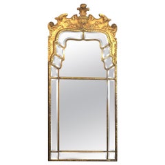 Antiguo Espejo Chinoiserie Dorado con Fino Biselado
