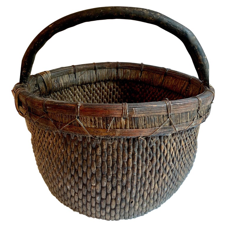 Woven Chinese Willow Basket with Handle For Sale at 1stDibs | woven baskets  with handles, chinese wicker baskets, chinese woven basket