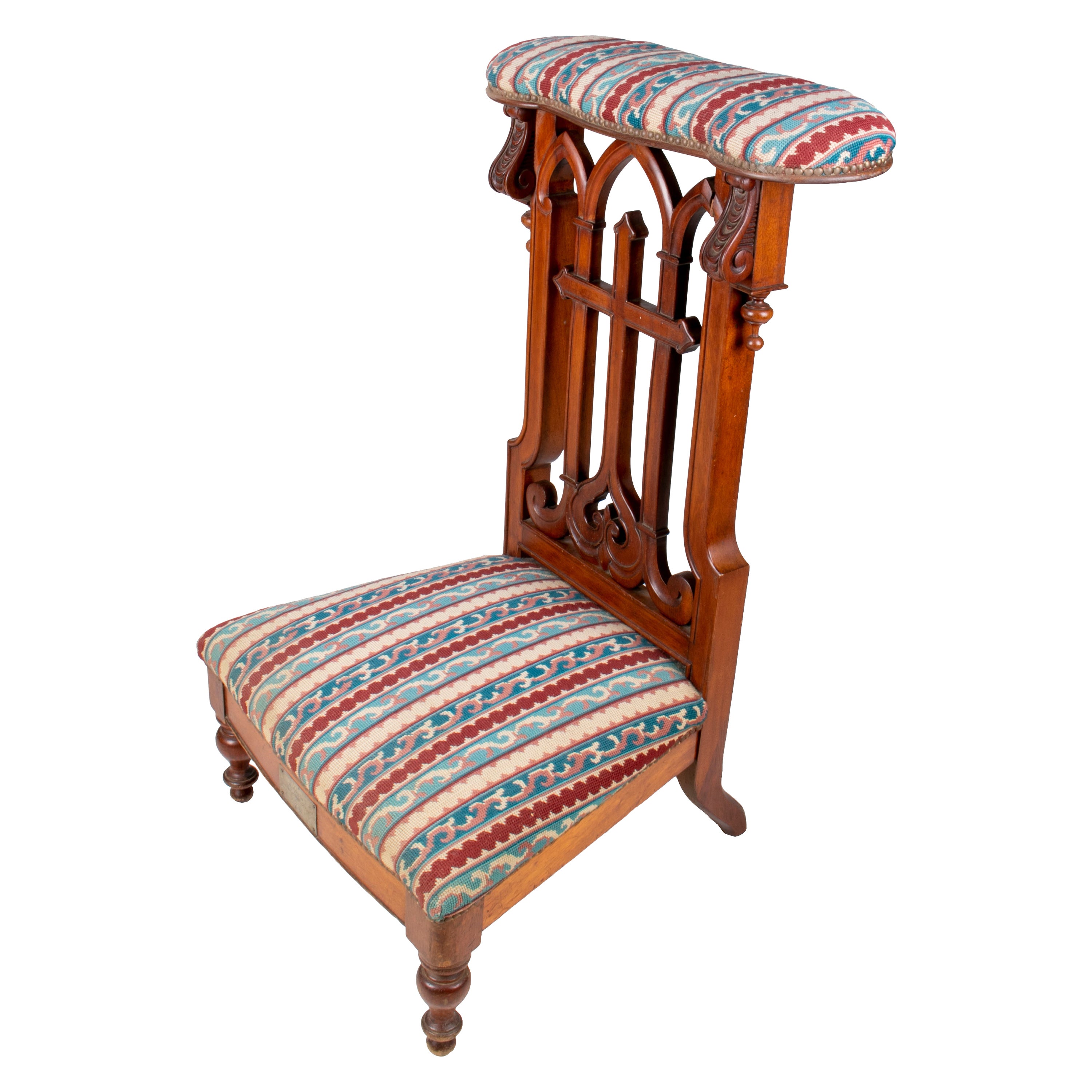 English Prayer Chair of Carved Walnut at 1stDibs