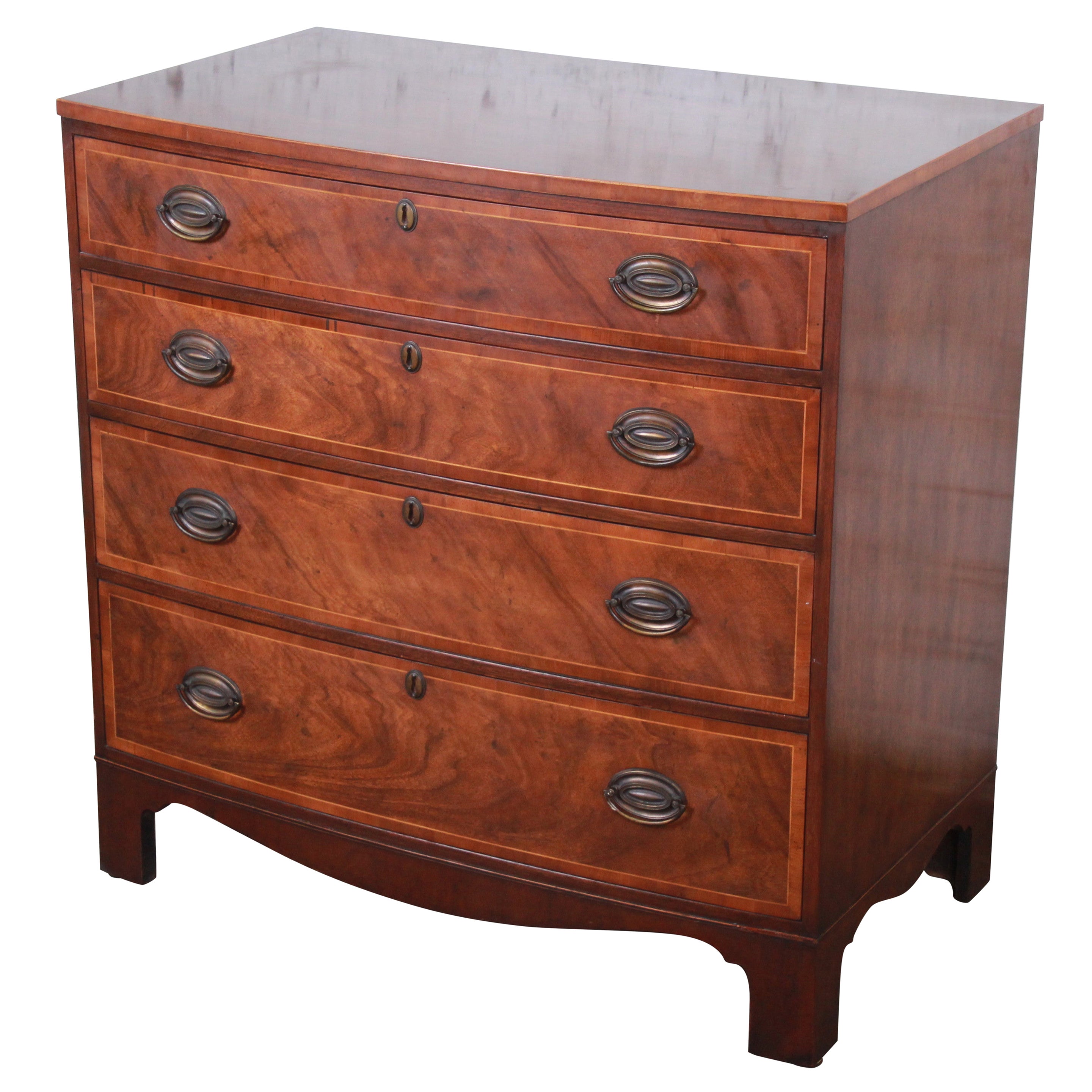 Baker Milling Road Banded Front Campaign Style Tall Chest of Drawers