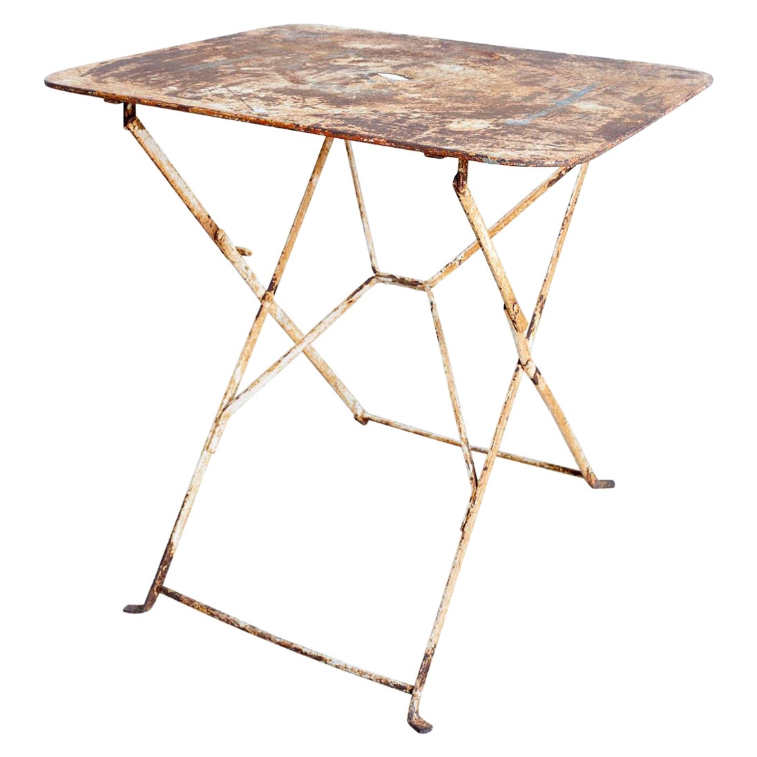 French Industrial Iron Folding Bistro Garden Table