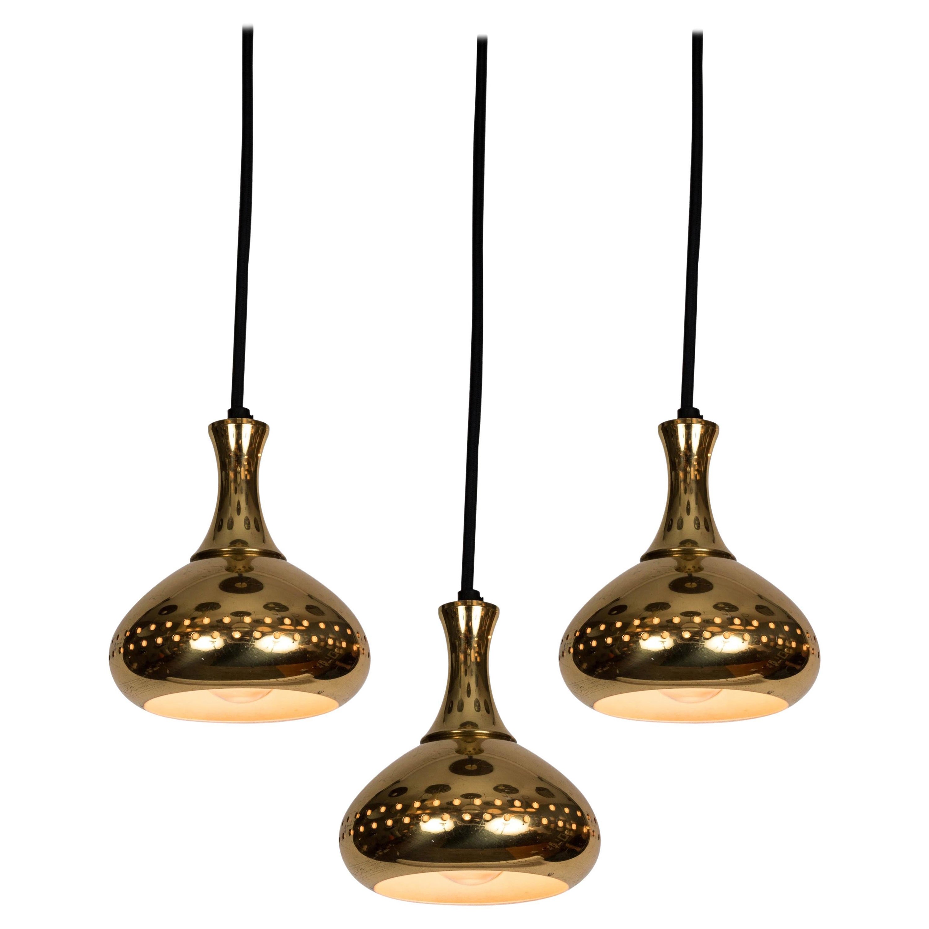 1950s Hans-Agne Jakobsson Perforated Brass Pendants for Markaryd For Sale 8