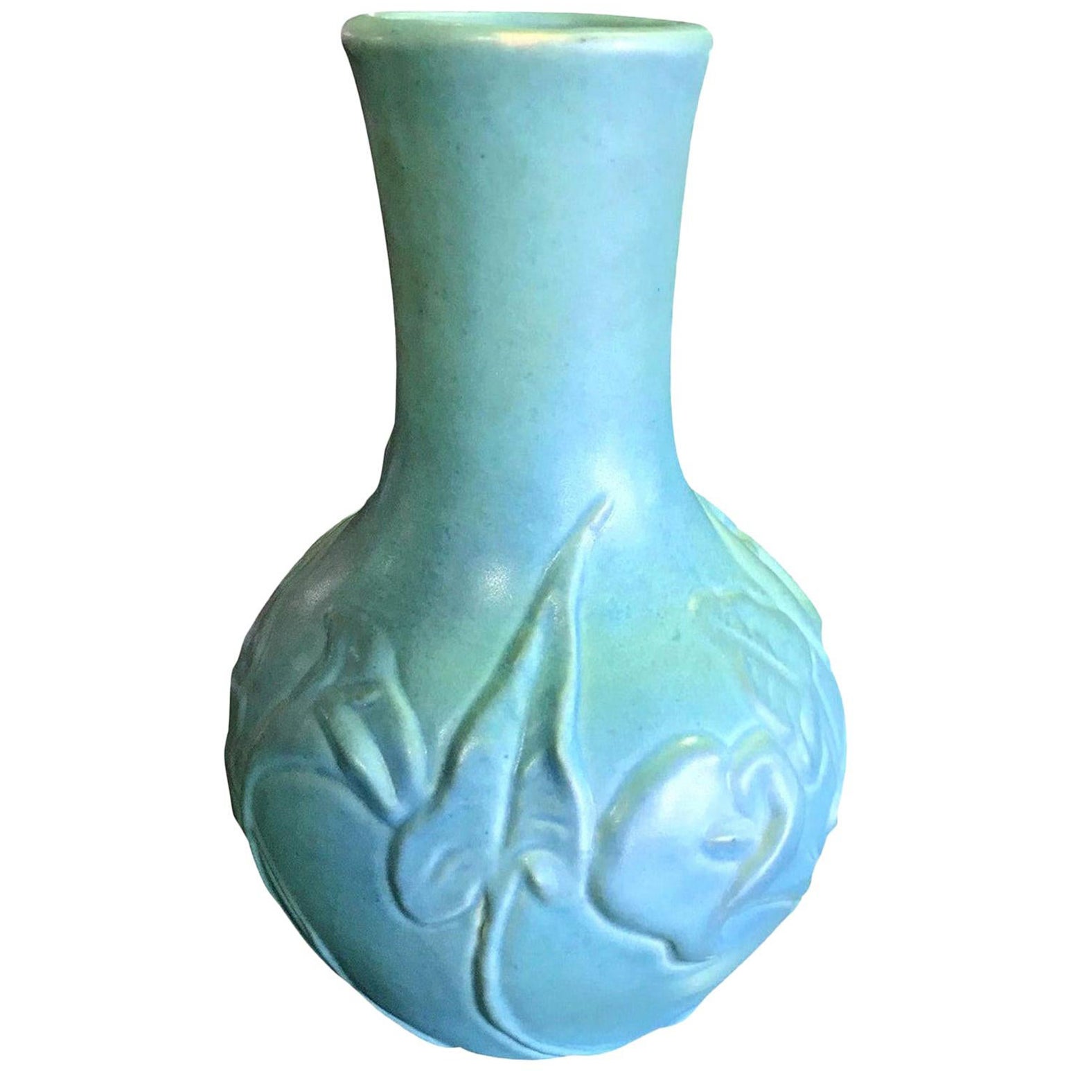 Van Briggle Signed Art Nouveau Blue Ceramic Pottery Glazed Vase