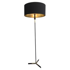 Stehlampe mit schwarzem Lack und Messingdesign:: französisch:: um 1950
