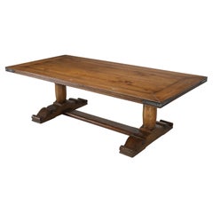 French Inspired Reclaimed Walnut Trestle Dining Table Made Any Dimension, Finish