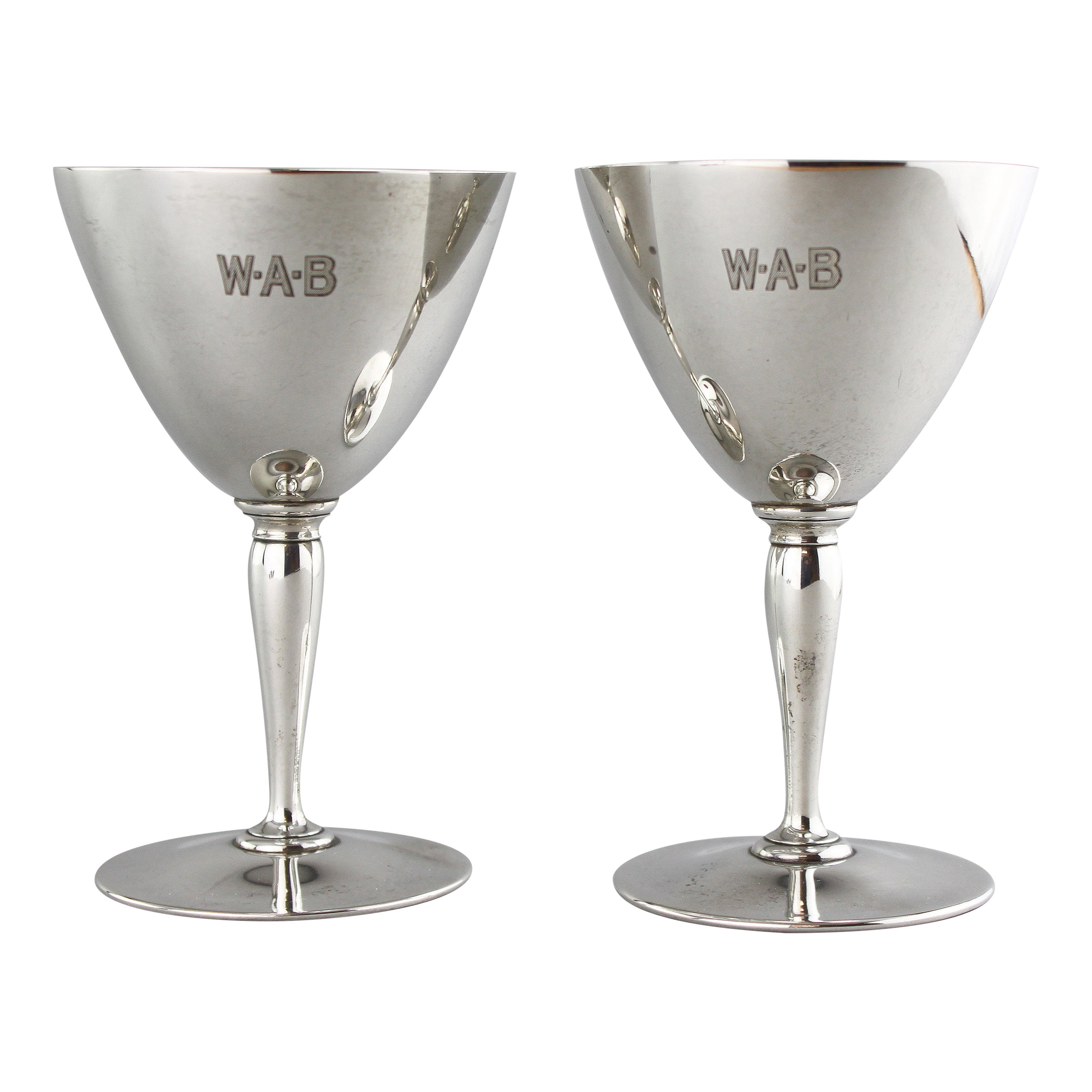 Tiffany and Co. Pair of Sterling Goblets For Sale at 1stDibs