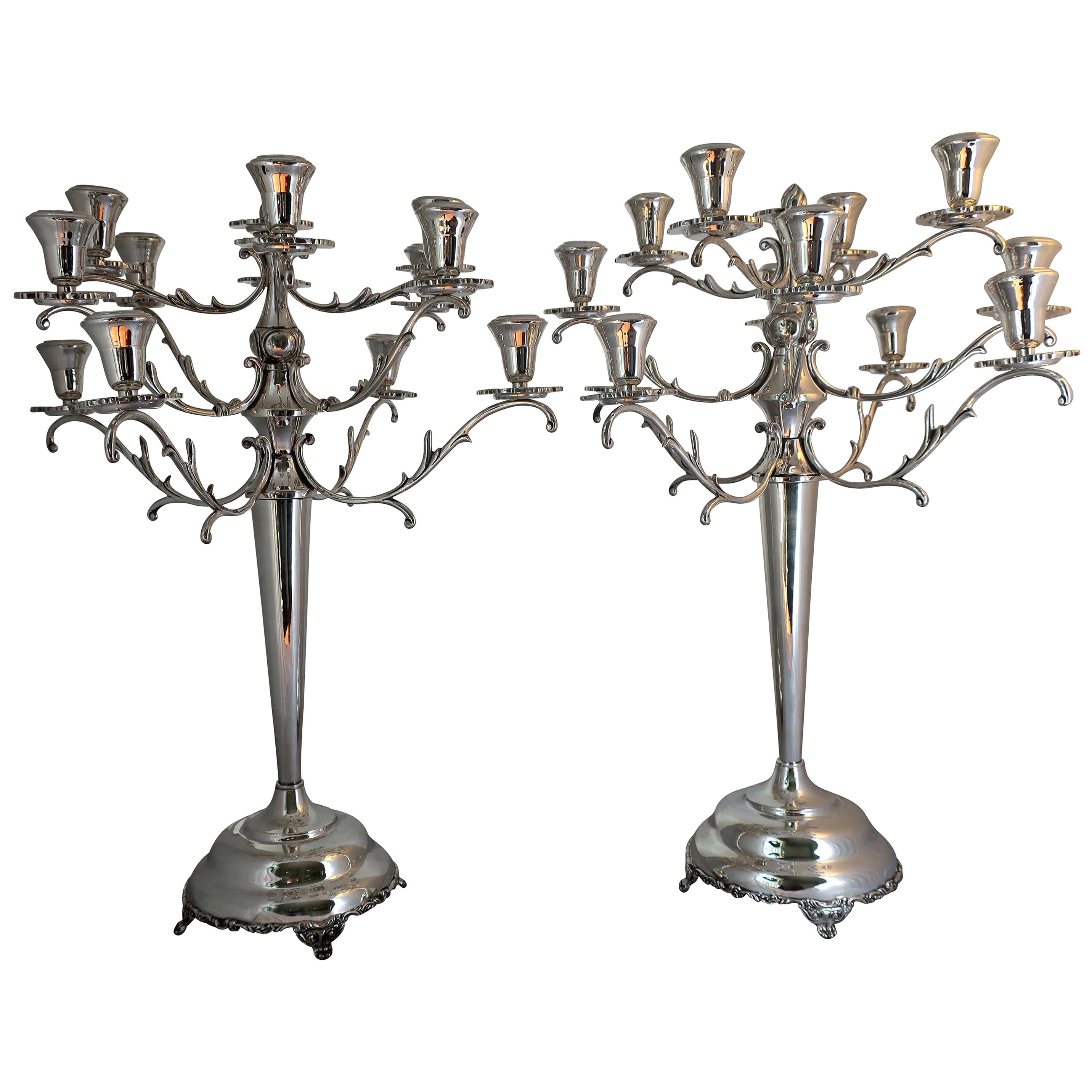 19th Century Mexican Sterling Silver Twelve-Arm Candelabra For Sale