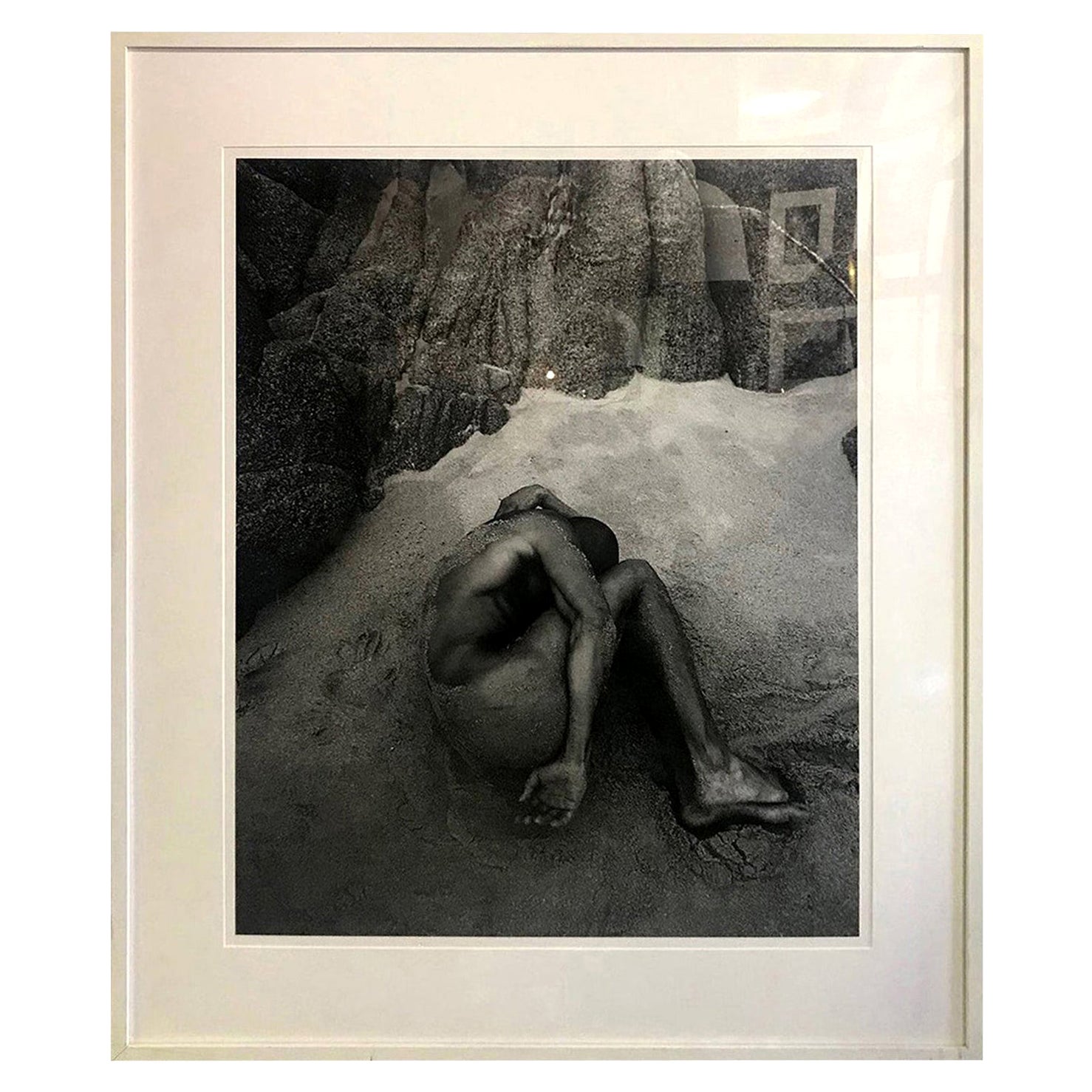 Cliff Watts Large Silver Gelatin Photograph Print of Nude Male on Beach