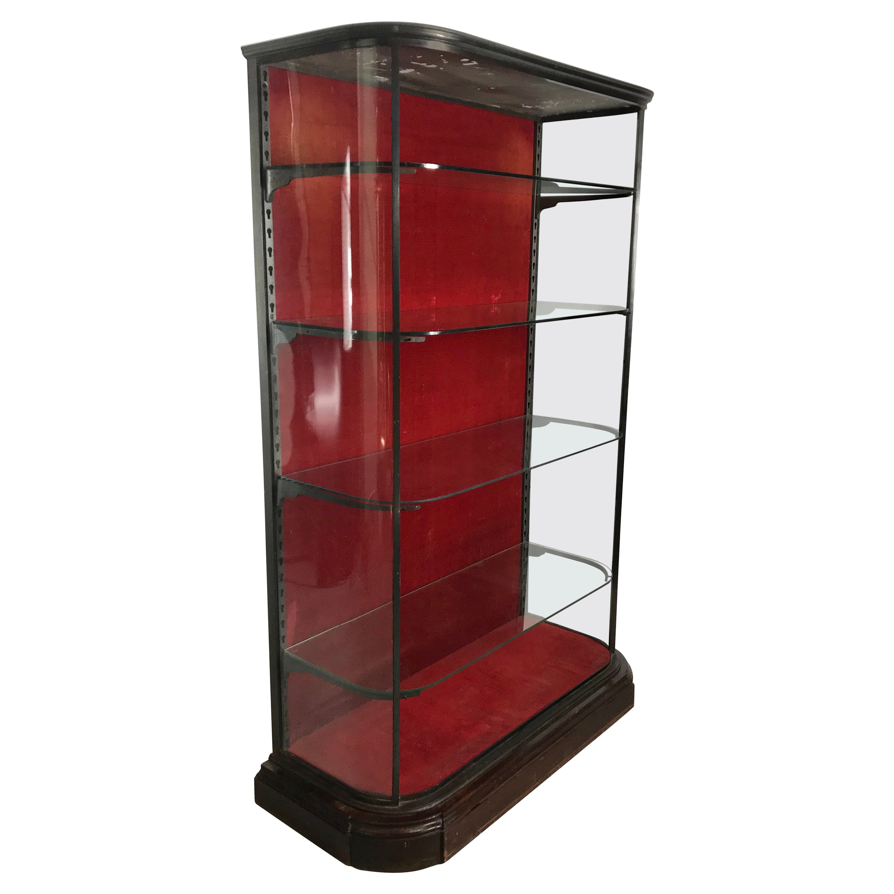 Stunning French Art Deco Bronze, Glass, Marble Carved Wood Vitrine