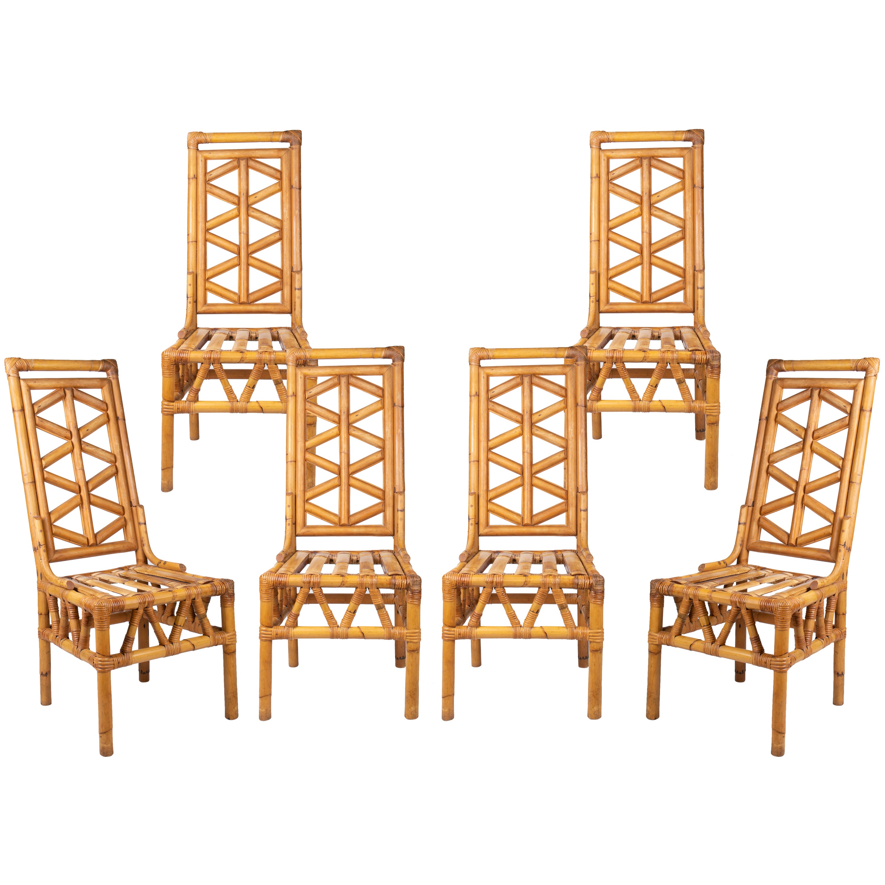 Set of Six Faux Bamboo Chairs at 1stDibs