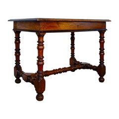 18th Century North Italian Fruitwood Side Table with Drawer Turned Legs
