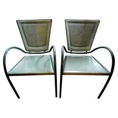 Pair of Italian Sawaya and Moroni Iron and Leather Chairs