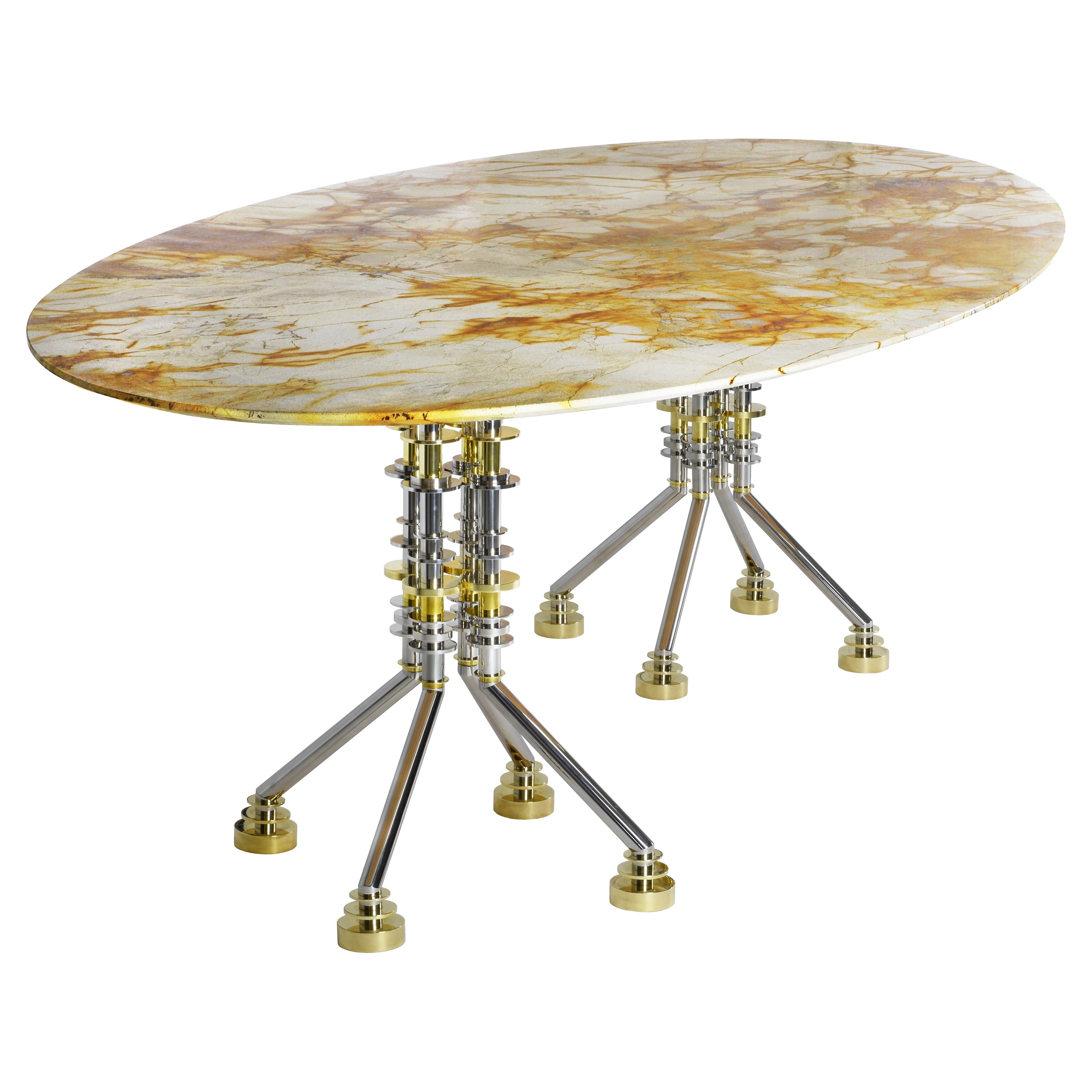 Spiderman Marble Staineless Steel and Brass Dining or Conference Table