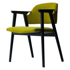 Fauteuil italien du milieu du siècle en velours vert laqué noir:: Italie:: 1950