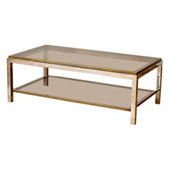 Willy Rizzo Style Mid-Century Brass and Chrome Bicolor Coffee Table, circa 1970s
