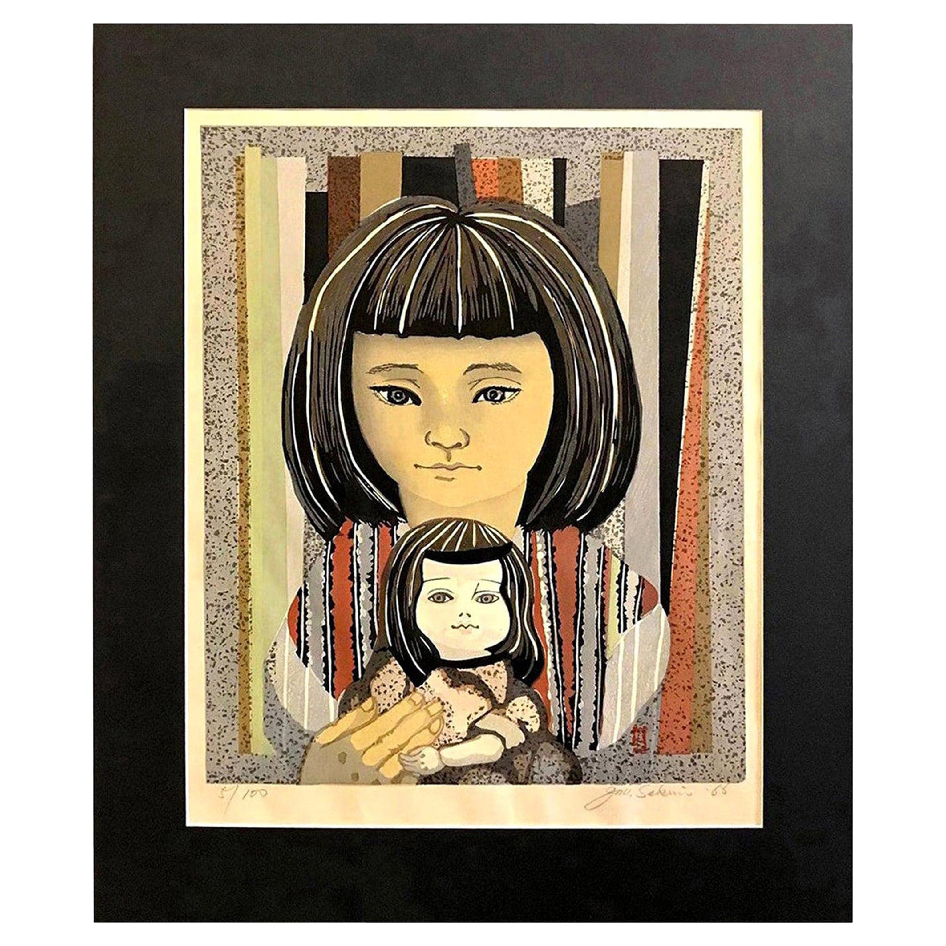 Junichiro Sekino Signed Limited Japanese Woodblock Print Mr. Ozek's Daughter