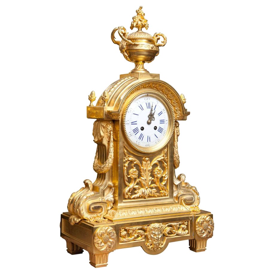 Large French Antique Ormolu Mantel Clock by Ferdinand Barbedienne at 1stDibs