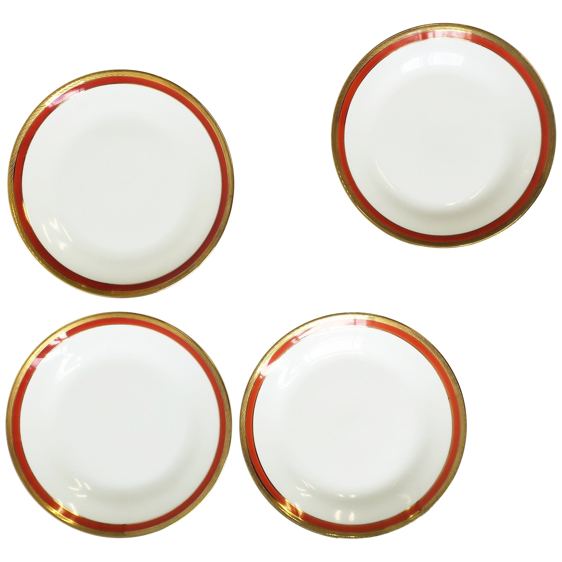 Richard Ginori Designer Porcelain Italian White Gold and Orange Plates, Set  of 4 For Sale at 1stDibs | designer dessert plates