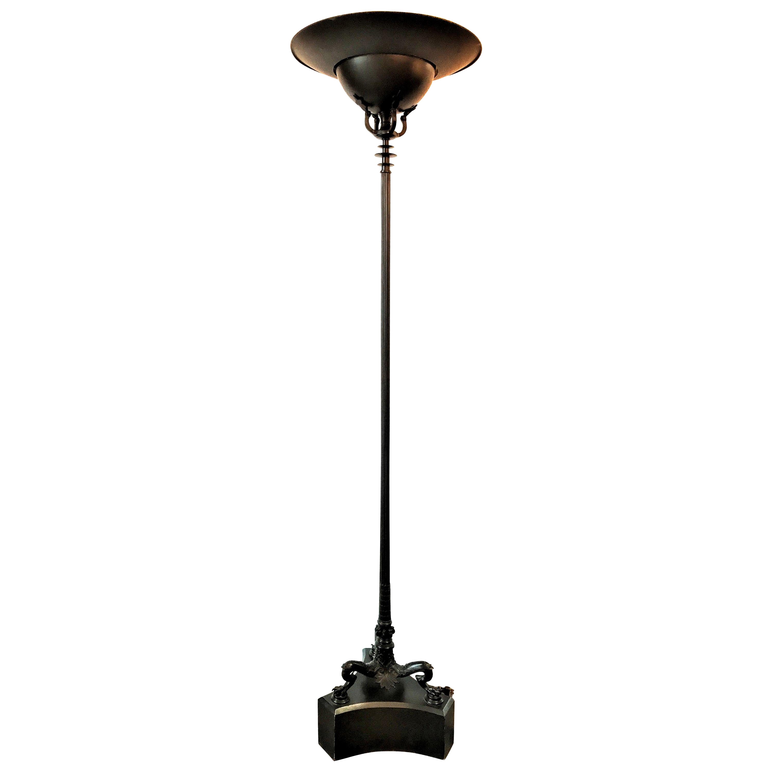 19th C. Neoclassical Side corner Torch Floor Lamp Pompeian Mood Light LA CA For Sale