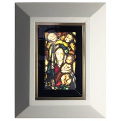 Italian Handmade 1960s Wall Backlit Artistic Window with Madonna Child & Angels