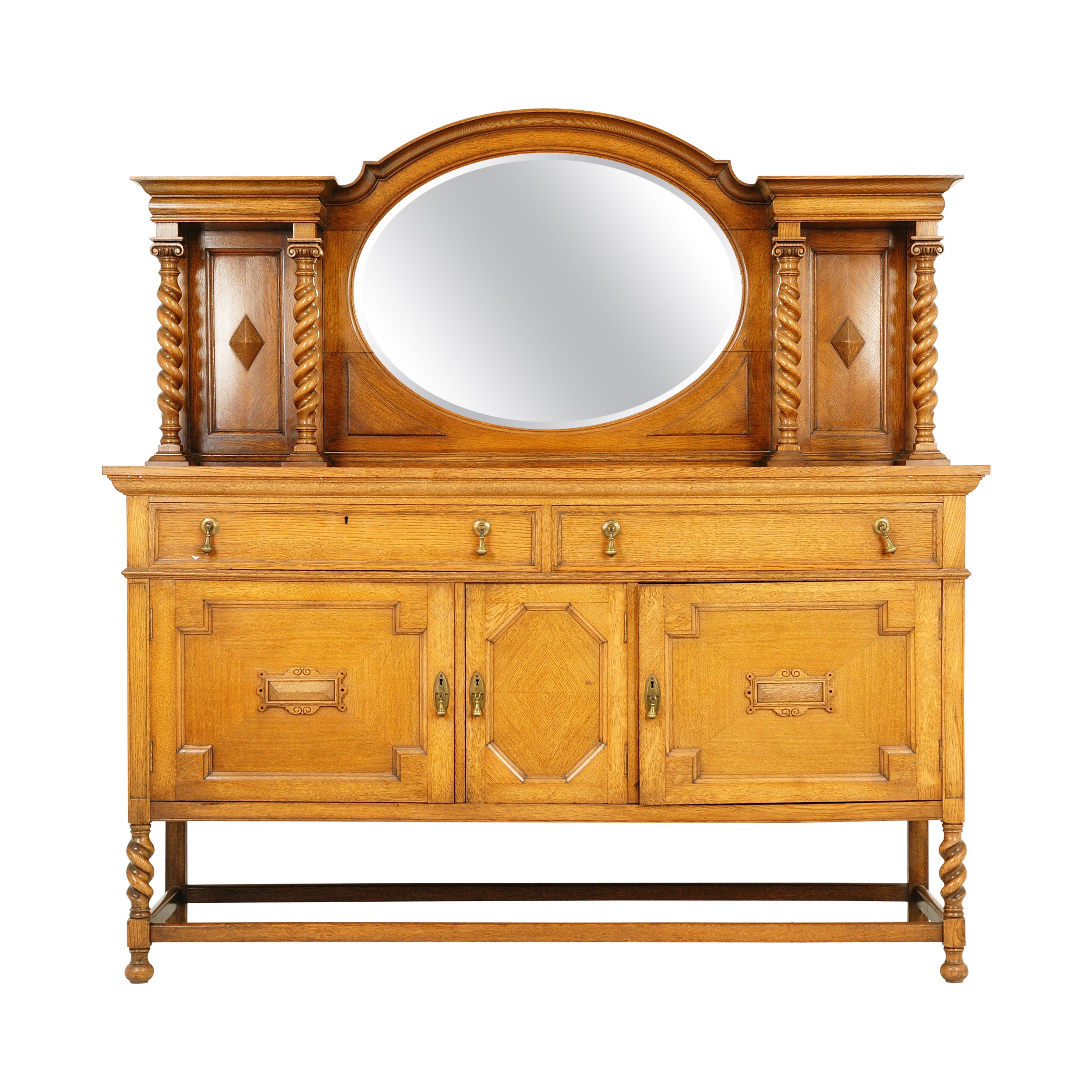 Antique Oak Sideboard, Quarter Sawn, Mirror Back Sideboard, American