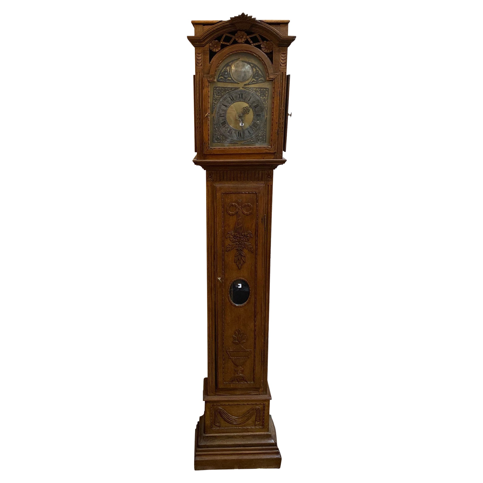 Antique Colonial Mfg Co Empire Style Mahogany Grandfather Clock German