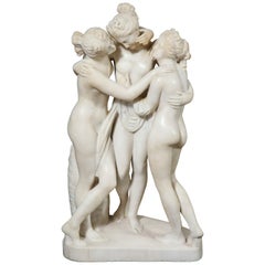 Antique An Italian Carrara Marble Model of the Three Graces, after Antonio Canova