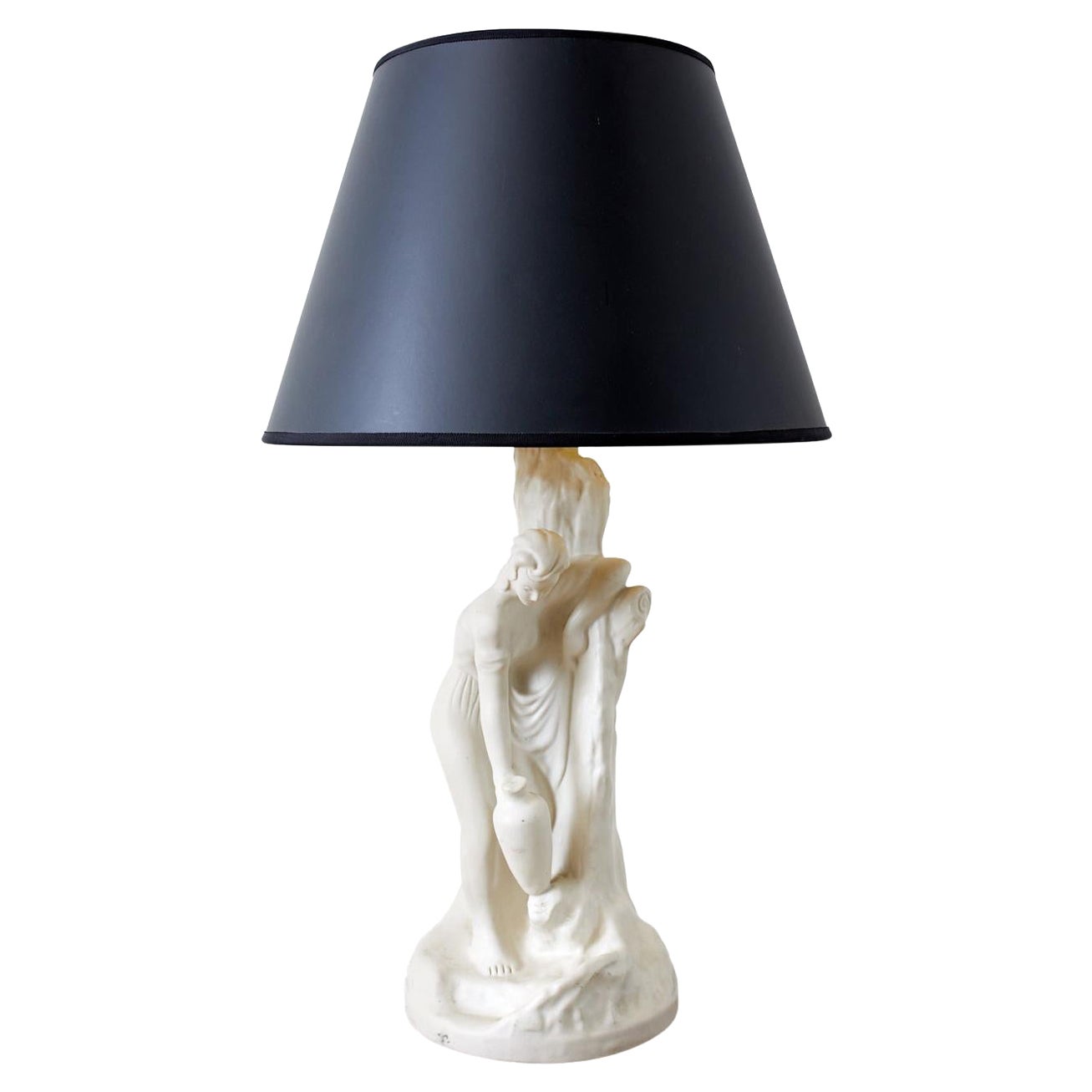 Van Briggle Escultura Figural Lámpara de Sobremesa de Porcelana