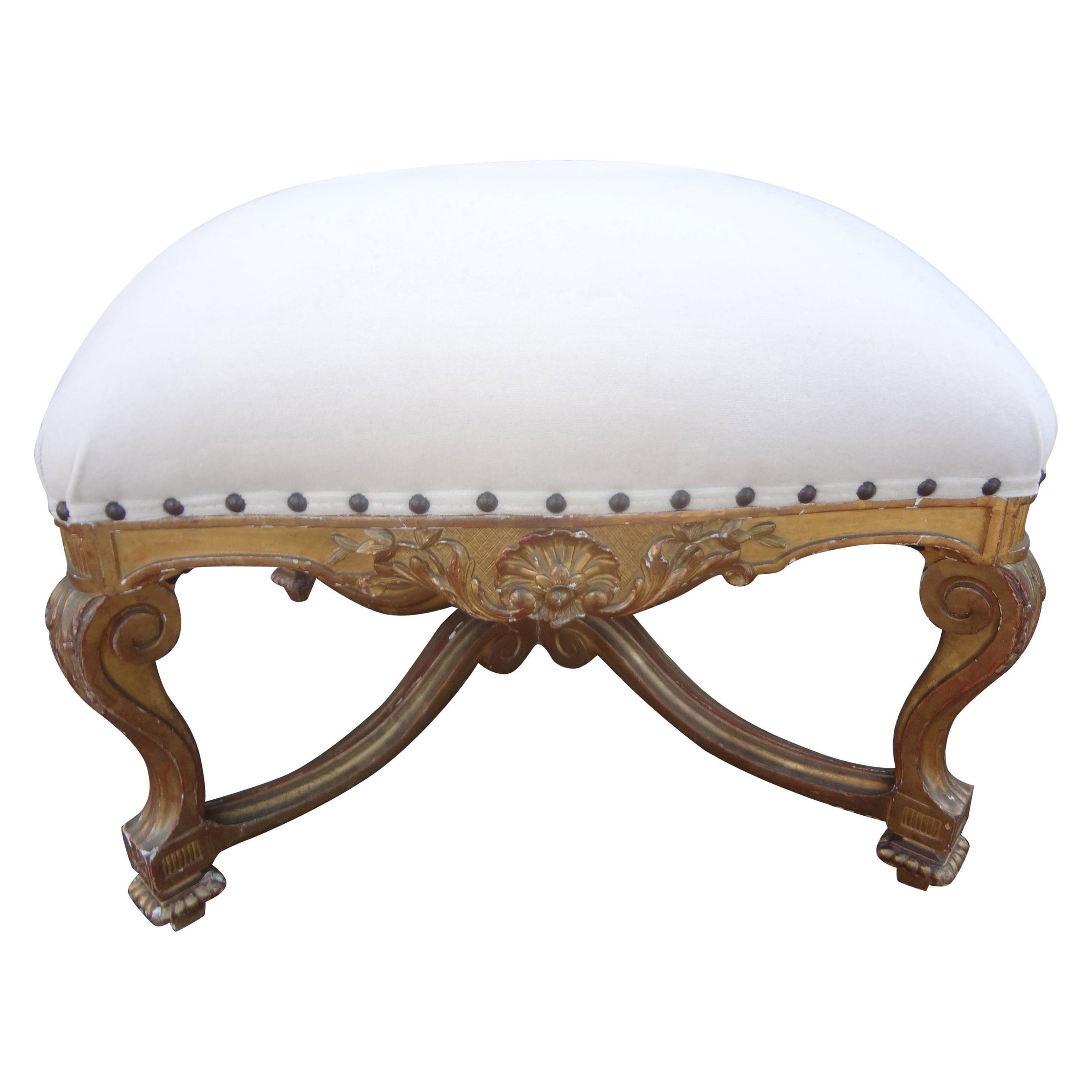 19th Century French Regence Style Giltwood Bench For Sale