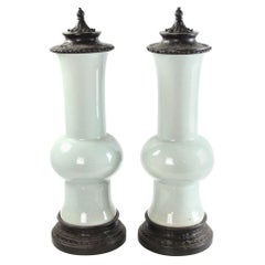 Paire de vases chinois en porcelaine céladon