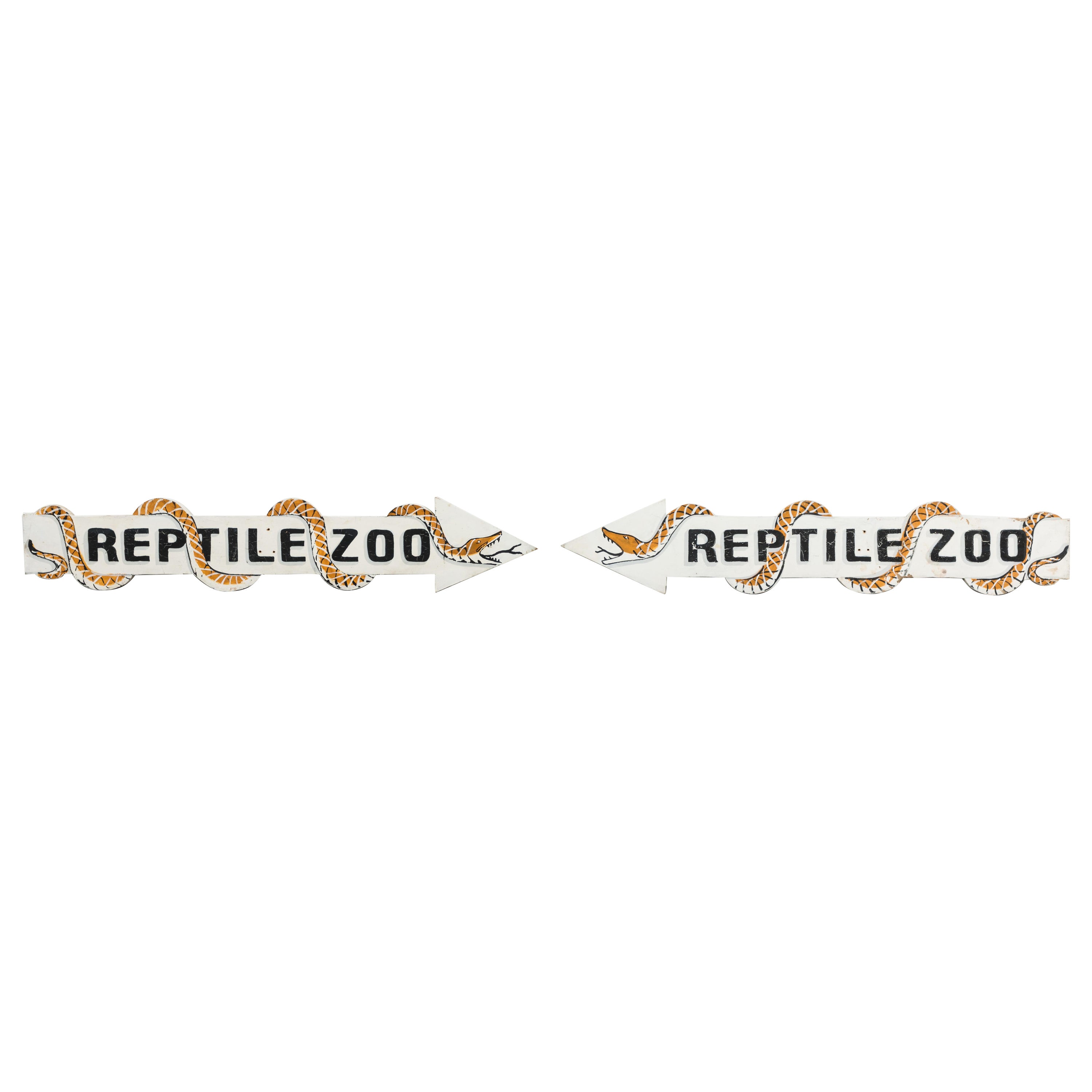 Vintage Pair of Reptile Zoo Snake Signs