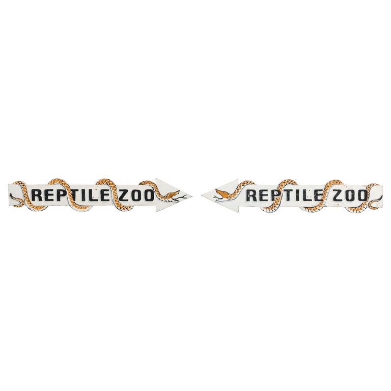 Vintage Pair of Reptile Zoo Snake Signs For Sale