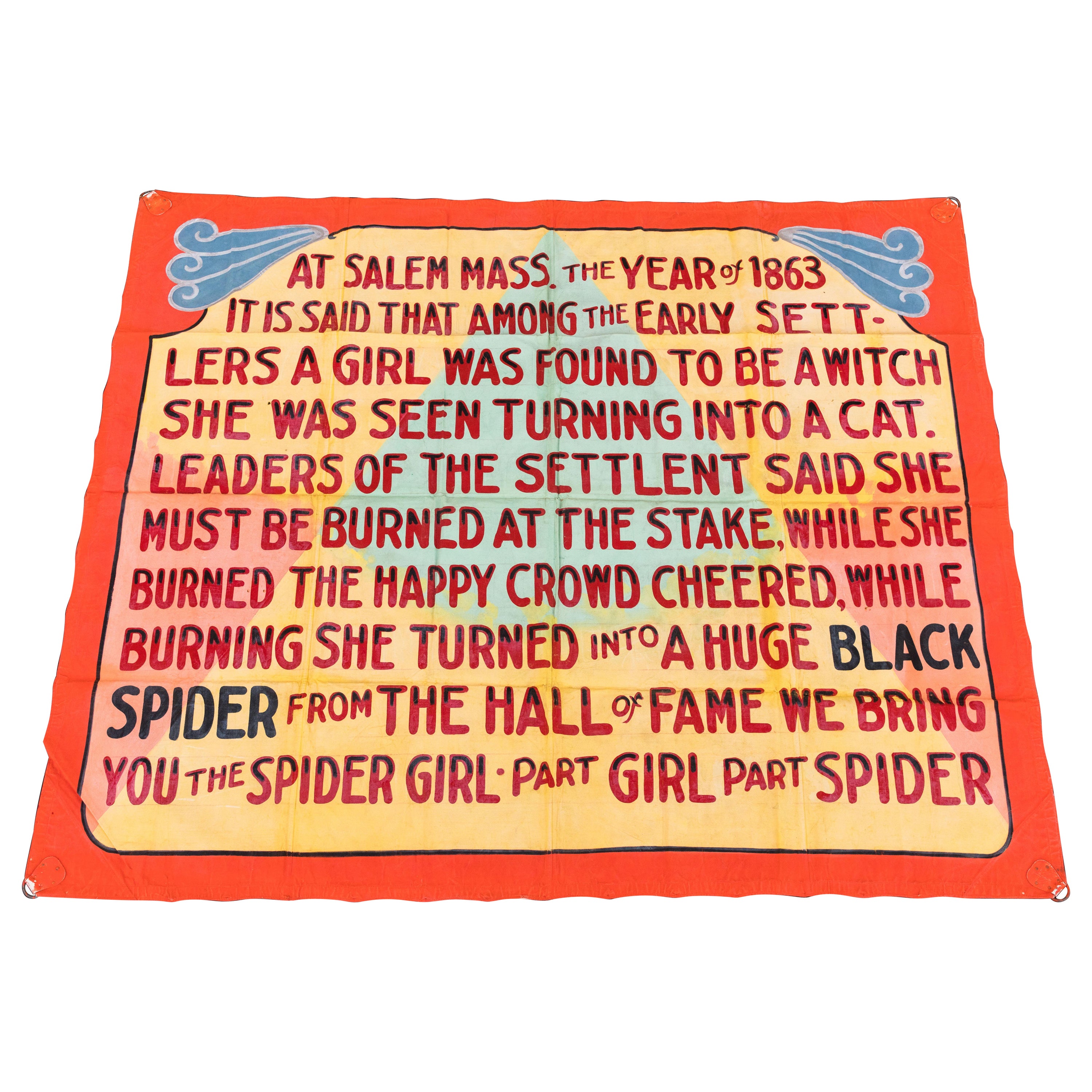 O'Henry Fred Johnson Salem Witch Trials Sideshow Spider Girl Banner