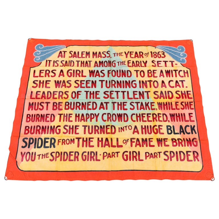 O'Henry Fred Johnson Salem Witch Trials Sideshow Spider Girl Banner For Sale
